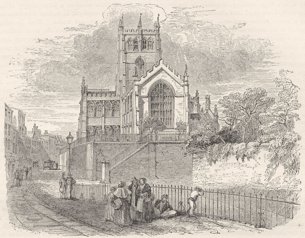 NOTTINGHAMSHIRE. St. Mary's Church, Nottingham 1850 old antique print picture